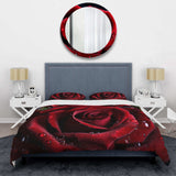 Red Rose with Raindrops I - Duvet Cover Set