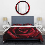 Red Rose with Raindrops I - Duvet Cover Set