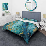 Turquoise Luxury Abstract Fluid Art VII - Duvet Cover Set