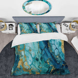 Turquoise Luxury Abstract Fluid Art VII - Duvet Cover Set