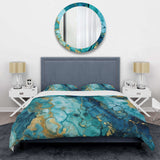 Turquoise Luxury Abstract Fluid Art VII - Duvet Cover Set