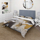 Gold and Black Marble Waves III - Duvet Cover Set