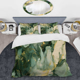 Green Luxury Abstract Fluid Art I - Duvet Cover Set