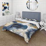 Abstract Pattern With Blue & Golden Textures II - Duvet Cover Set