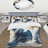 Abstract Pattern With Blue & Golden Textures II - Duvet Cover Set