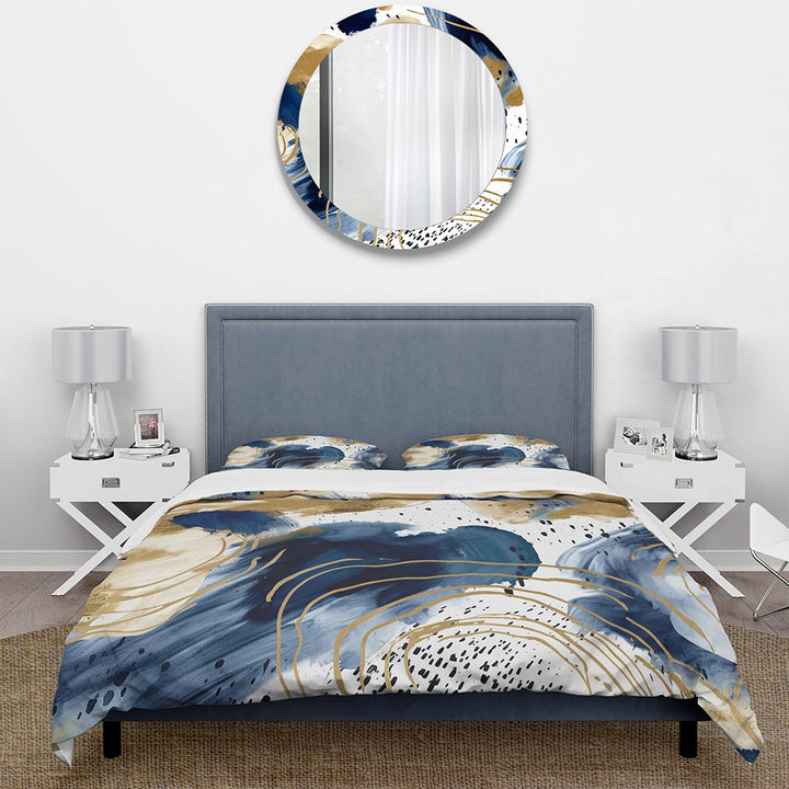 Abstract Pattern With Blue &amp; Golden Textures II - Duvet Cover Set