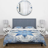 Turquoise and White Fractal Flowers I - Duvet Cover Set
