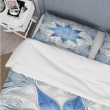 Turquoise and White Fractal Flowers I - Duvet Cover Set