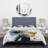 Landscape of Dark Blue and Gold Strokes III - Duvet Cover Set