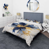 Dark Blue and Gold Strokes I - Duvet Cover Set