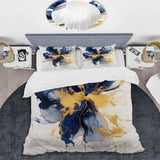 Dark Blue and Gold Strokes I - Duvet Cover Set