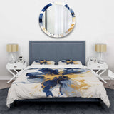 Dark Blue and Gold Strokes I - Duvet Cover Set