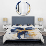 Dark Blue and Gold Strokes I - Duvet Cover Set