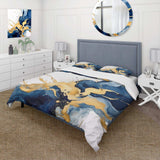 Dark Blue and Gold Strokes II - Duvet Cover Set