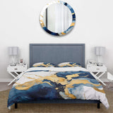 Dark Blue and Gold Strokes II - Duvet Cover Set