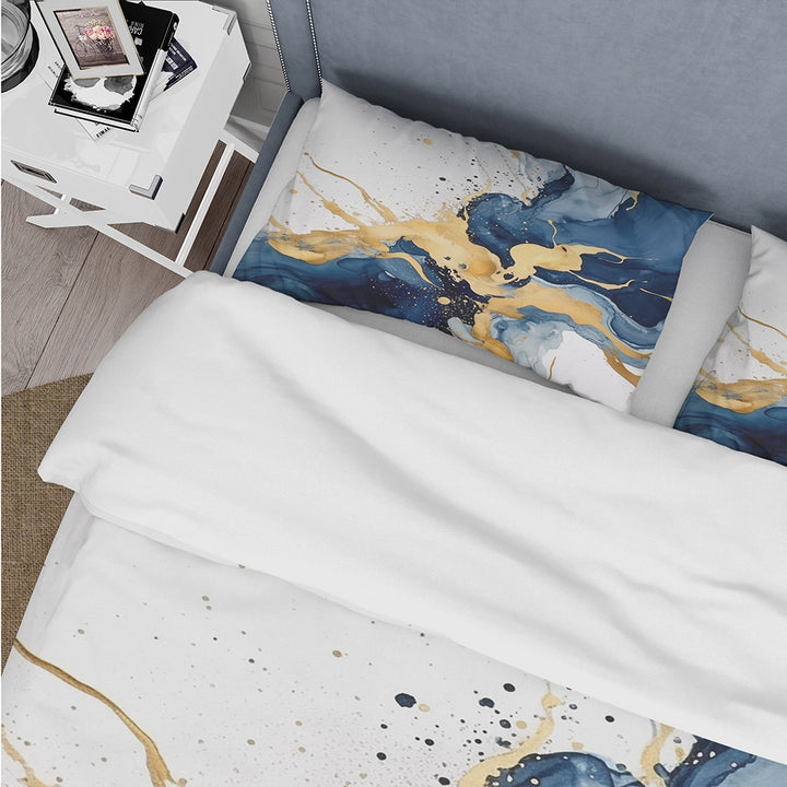 Dark Blue and Gold Strokes II - Duvet Cover Set