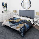 Dark Blue and Gold Strokes XII - Duvet Cover Set