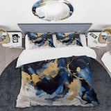 Dark Blue and Gold Strokes XII - Duvet Cover Set