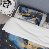 Dark Blue and Gold Strokes XII - Duvet Cover Set