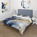 Dark Blue and Gold Strokes XXIII - Duvet Cover Set