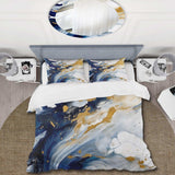 Dark Blue and Gold Strokes XXIII - Duvet Cover Set