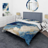 Blue and Gold Marble Clouds X - Duvet Cover Set