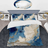 Blue and Gold Marble Clouds X - Duvet Cover Set