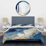 Blue and Gold Marble Clouds X - Duvet Cover Set