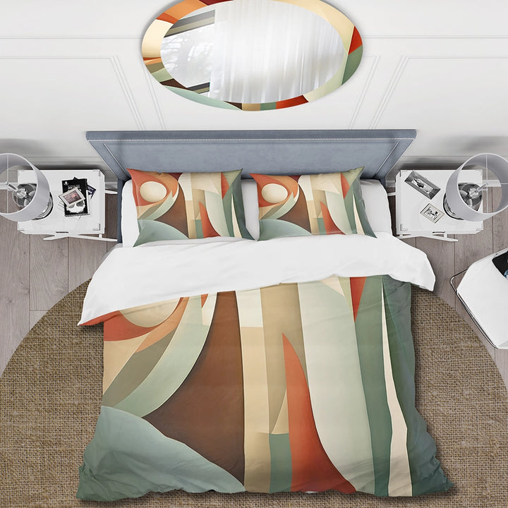 Orange Green Symmetrical Visions - Duvet Cover Set