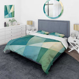 Green Blue Abstract Geometric Fusion II - Duvet Cover Set