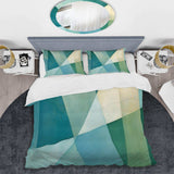 Green Blue Abstract Geometric Fusion II - Duvet Cover Set