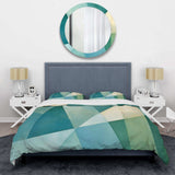 Green Blue Abstract Geometric Fusion II - Duvet Cover Set