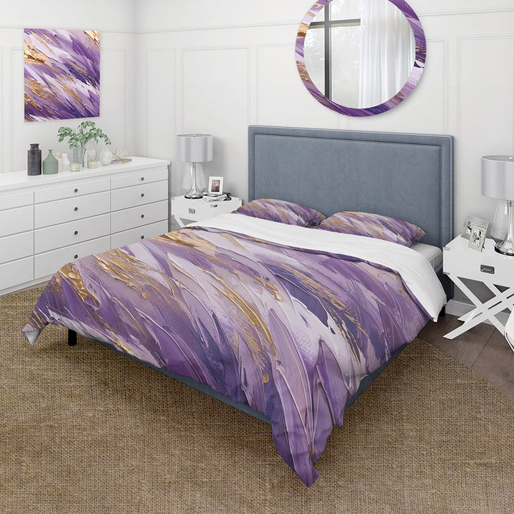 Purple and Gold Dynamic Abstractions II - Duvet Cover Set