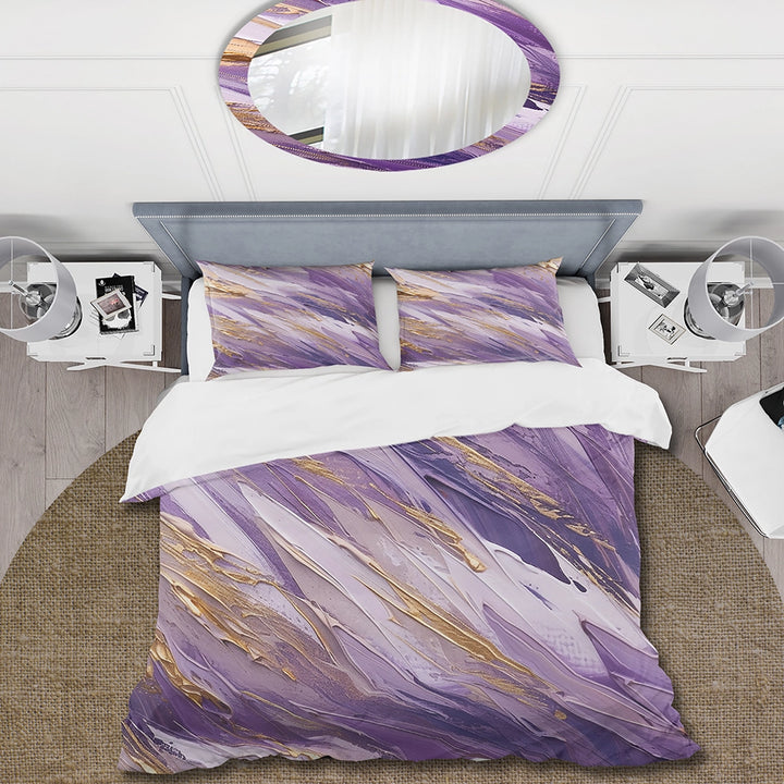 Purple and Gold Dynamic Abstractions II - Duvet Cover Set