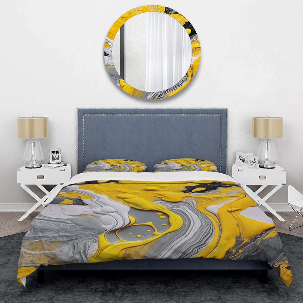 Yellow and Grey Cosmic Vibrations II - Duvet Cover Set
