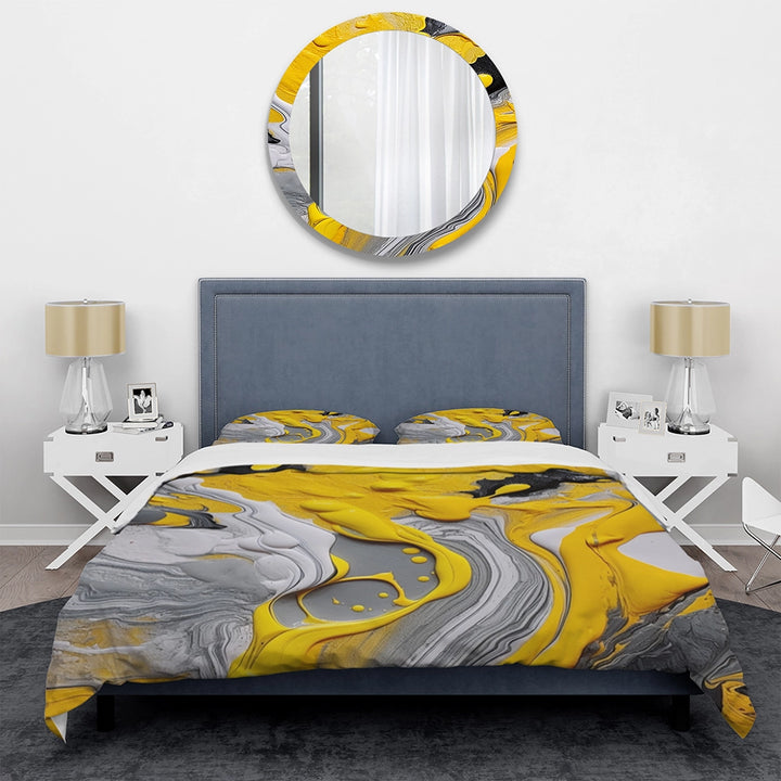 Yellow and Grey Cosmic Vibrations II - Duvet Cover Set