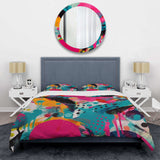 Pink and Turquoise Abstract Enigma I - Duvet Cover Set