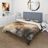 Brown and Cream Abstract Fluidity - Duvet Cover Set