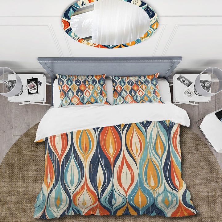 Orange and Blue Botanical Symphony III - Duvet Cover Set