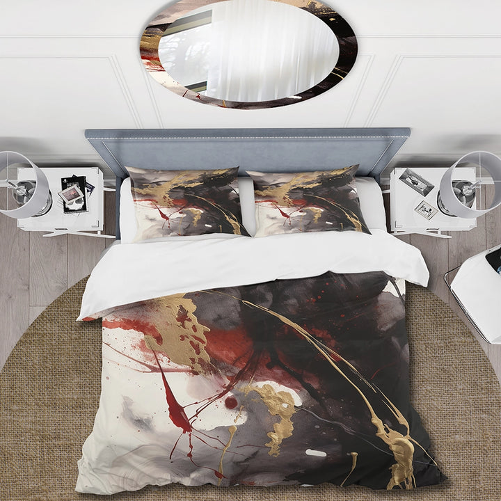Gold and Red Fluid Fusion II - Duvet Cover Set