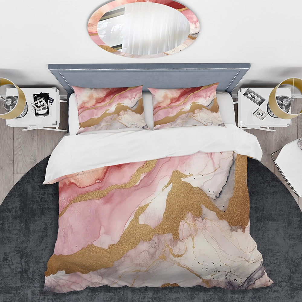 Pink and Gold Enchanted Spills I - Duvet Cover Set