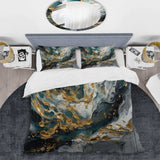 Gold Teal Ink On Stone - Duvet Cover Set