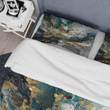 Gold Teal Ink On Stone - Duvet Cover Set