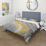 Grey Yellow Marble Symphony - Duvet Cover Set