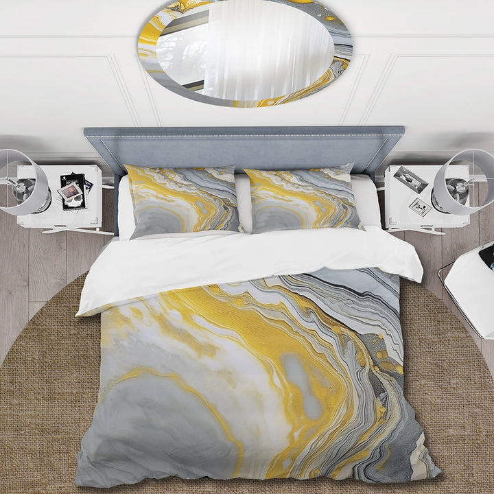 Grey Yellow Marble Symphony - Duvet Cover Set