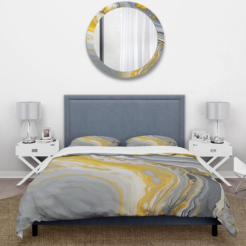Grey Yellow Marble Symphony - Duvet Cover Set