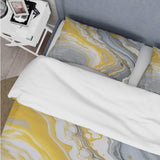 Grey Yellow Marble Symphony - Duvet Cover Set