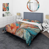 Teal Pink Marbled Whimsy III - Duvet Cover Set