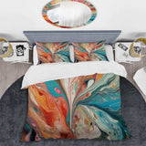 Teal Pink Marbled Whimsy III - Duvet Cover Set