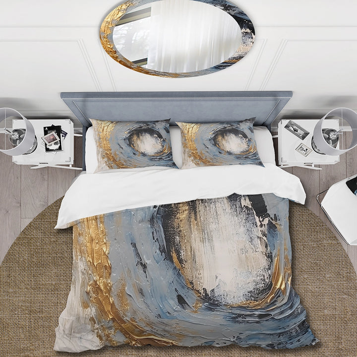 Gold and Blue Vibrant Spirals I - Duvet Cover Set